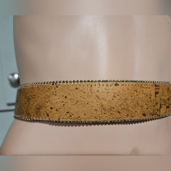 Vintage Paul Harris Leather Belt — Made in USA — Gold Statement Buckle. Size SM main image 7